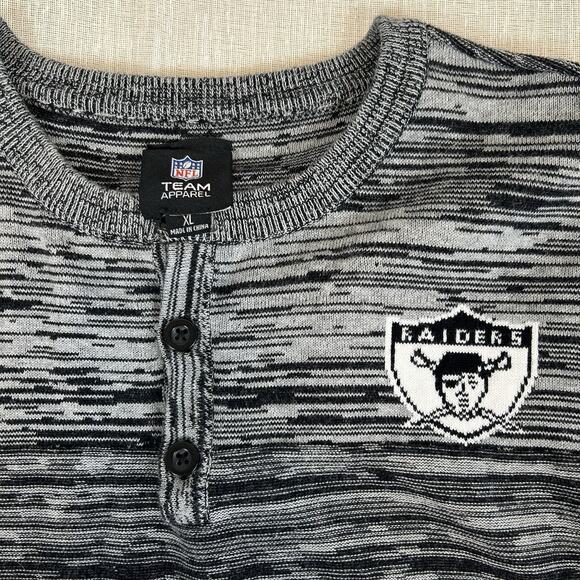 Las Vegas Raiders Men's Sz Large Retro Knit Long Sleeve NFL Apparel Sweater L - Picture 5 of 10
